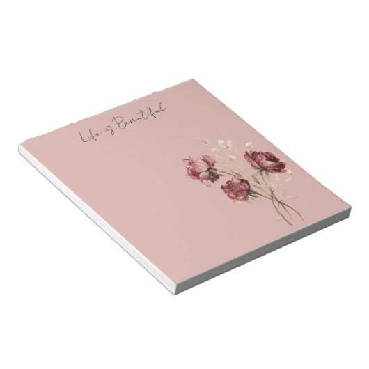 Bloc-note Roses Fleurales Roses Rouges Roses (Incliné)