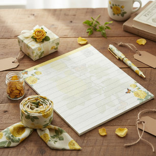Bloc-note Roses jaunes et papillons