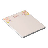 Bloc-note Roses jaunes roses aquarelle, monogramme (Incliné)