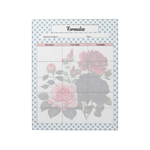 Bloc-note Roses rose et bleu Formules et équations Planifica