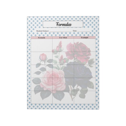 Bloc-note Roses rose et bleu Formules et équations Planifica (Tourné)
