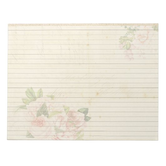 Bloc-note Roses roses douces sur papier d'antiquité (Devant)