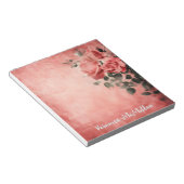 Bloc-note Roses roses sur l'Arrière - plan rose (Incliné)