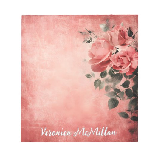 Bloc-note Roses roses sur l'Arrière - plan rose (Devant)