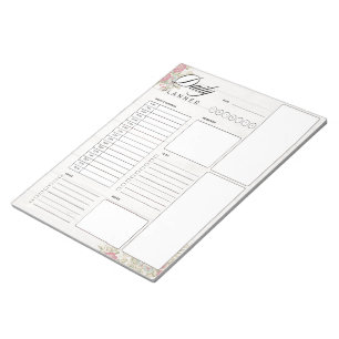 Bloc-note Roses rouges sur planificateur quotidien en bois