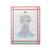 Bloc-note Roses rouges turquoise Notes de crâne sucré (Tourné)
