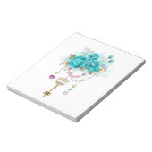 Bloc-note Roses Turquoise avec Clés (Tourné)
