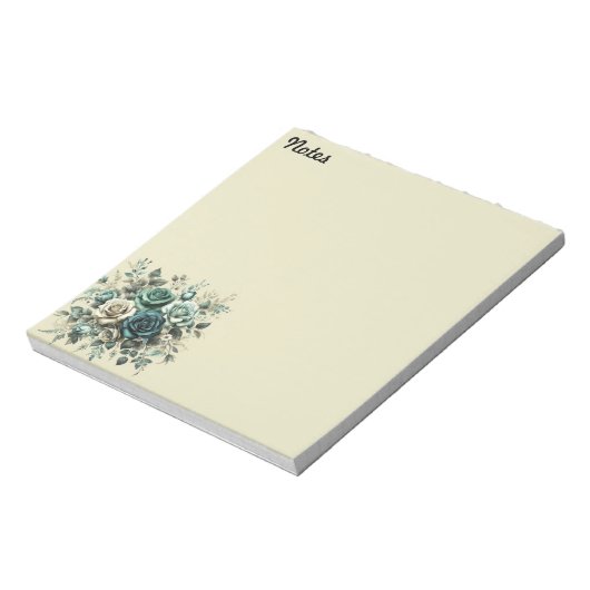 Bloc-note Roses turquoises et blanches (Tourné)
