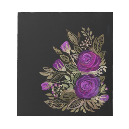 Bloc-note Roses violettes à l'aquarelle (Devant)