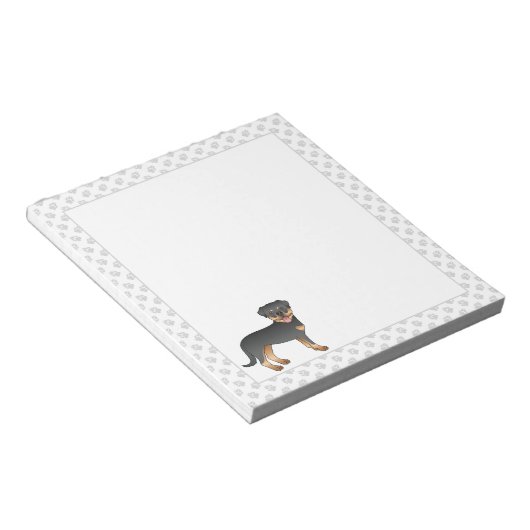 Bloc-note Rotation Noire Et Tan Coupe Cartoon Chien Et Patro (Incliné)