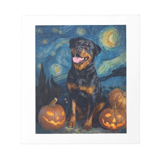 Bloc-note Rottweiler Chien Mignon Halloween Jack O Lanterne (Devant)