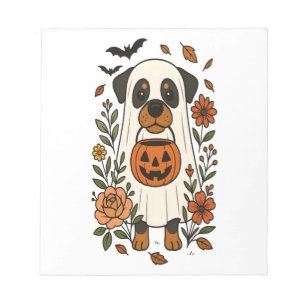 Bloc-note Rottweiler d'Halloween avec des fleurs