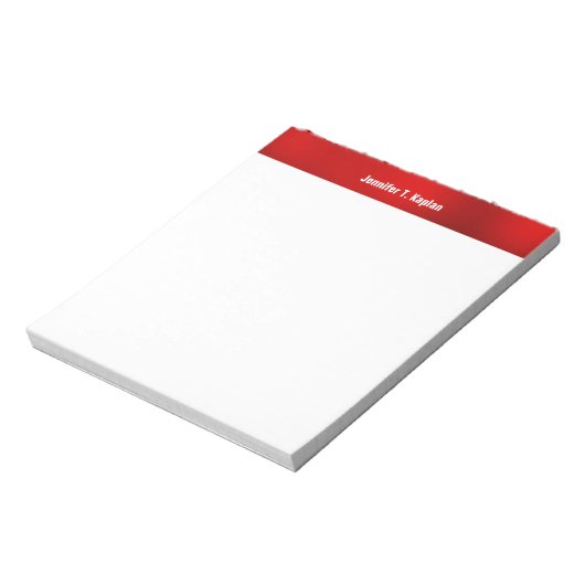 Bloc-note Rouge Blanc Bold Nom Plain Professional Modern (Tourné)