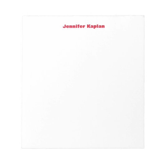 Bloc-note Rouge Blanc Gras Plat Simple Professionnel Moderne (Devant)