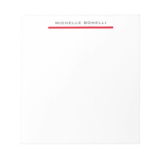 Bloc-note Rouge Blanc Professionnel Simple Minimaliste (Devant)