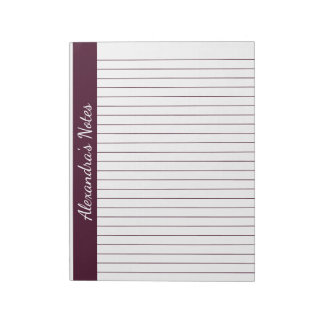 Bloc-note Rouge Brown 8,5x11 Lettre Taille gauche Nom vertic