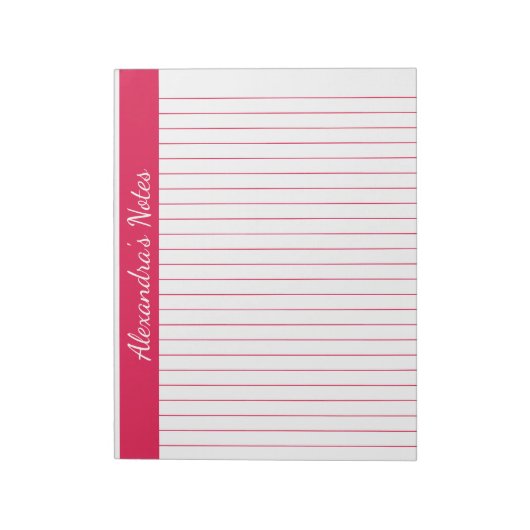 Bloc-note Rouge cerise 8,5x11 Taille de la lettre Nom vertic (Tourné)