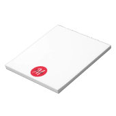 Bloc-note Rouge et blanc Simple Monogramme Classique tendanc (Tourné)