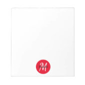 Bloc-note Rouge et blanc Simple Monogramme Classique tendanc (Devant)
