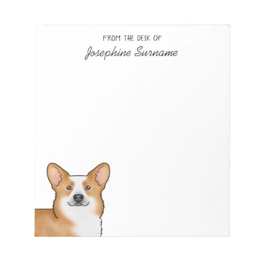 Bloc-note Rouge Pembroke Welsh Corgi Tête De Chien Et Texte  (Devant)
