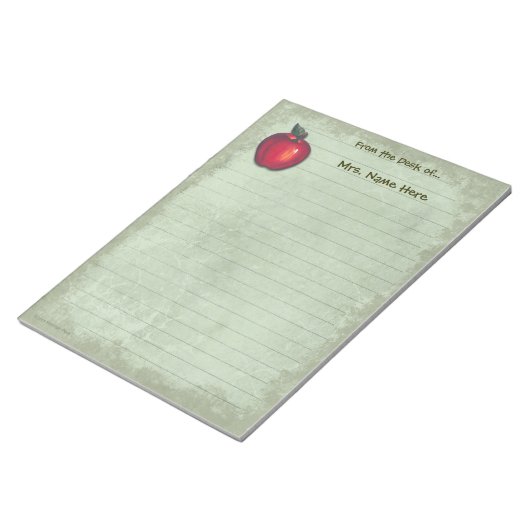 Bloc-note Rouge Pomme vert lin (Incliné)