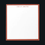 Bloc-note Rouge simple moderne<br><div class="desc">Bloc-notes à bordure professionnelle simple et moderne rouge</div>