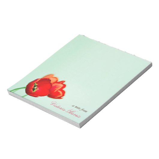 Bloc-note Rouge tulip fleurie menthe vert bokee style person (Tourné)