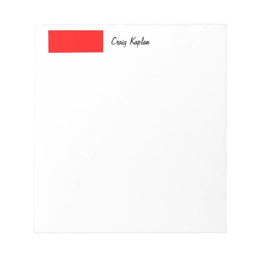 Bloc-note Rouge Uni Simple Moderne Nom Éditer (Devant)