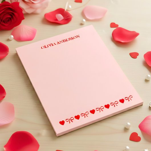 Bloc-note Rouges coeurs et arcs Saint-Valentin Personnalisé