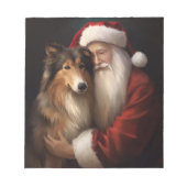 Bloc-note Rough Collie Avec Noël Festif Du Père Noël (Devant)