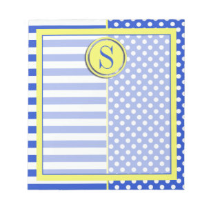 Bloc-note Royal Blue Pois et stries-Monogram STaylor