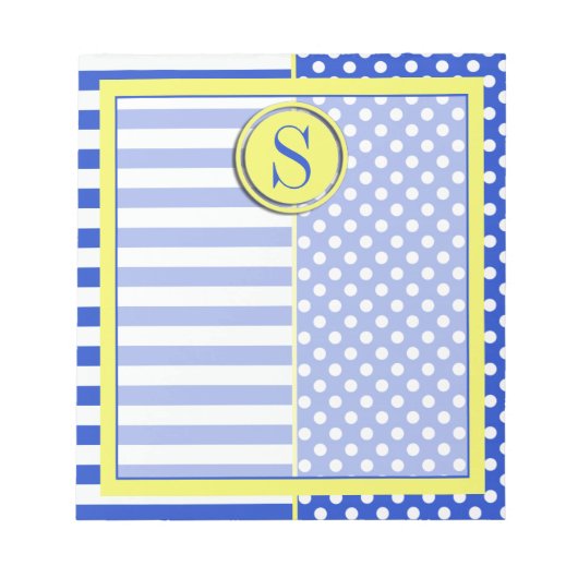 Bloc-note Royal Blue Pois et stries-Monogram STaylor (Devant)