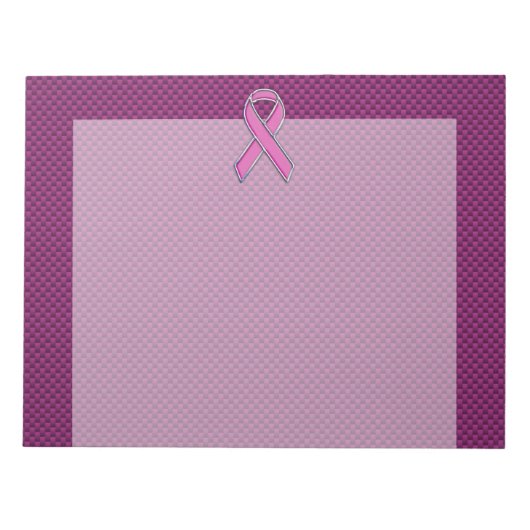 Bloc-note Ruban Rose de Sensibilisation Style Chrome en Fibr (Devant)