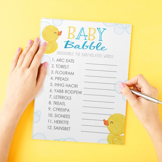 Bloc-note Rubber Canard Mot Débrouiller Baby shower Pack de