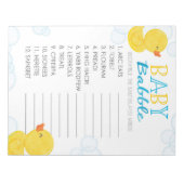 Bloc-note Rubber Canard Mot Débrouiller Baby shower Pack de (Devant)