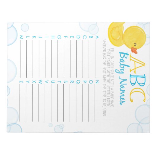 Bloc-note Rubber Duck ABC Baby Name Game Pack (Devant)