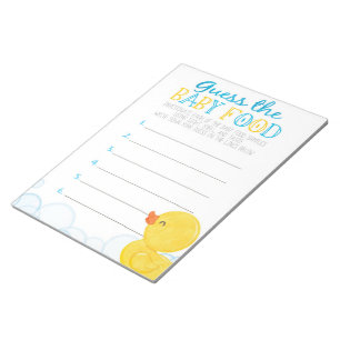Bloc-note Rubber Duck Guess The Baby Food Game Réponse Pack