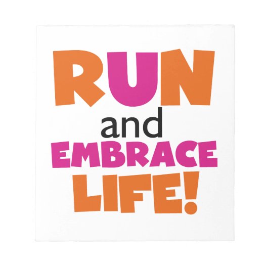 Bloc-note Run and Embrassez Life Orange Pink (Devant)