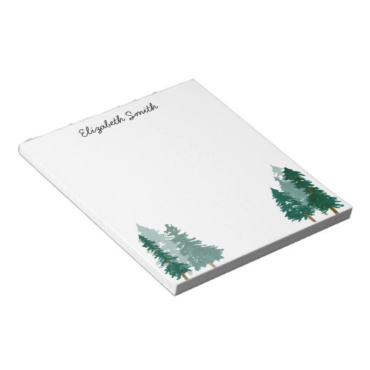 Bloc-note Russe Bois Arbre Forêt Aquarelle Nom du script (Incliné)
