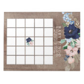 Bloc-note Russe Navy Blue & Blush Baby shower Jeu de Bingo (Devant)