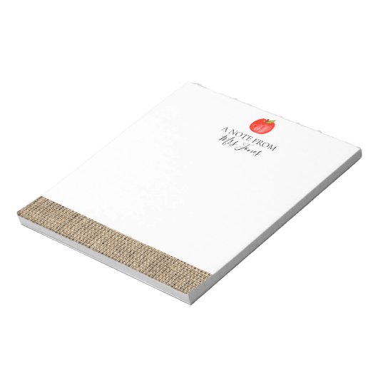 Bloc-note Rustic burlap apple teachers gift notepad (Tourné)