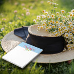 Bloc-note Rustic Country Floral marguerite aquarelle bleu<br><div class="desc">Bloc-notes bleu Fleur sauvage d'aquarelle blanc. Papeterie personnalisée. Ajoutez votre nom.</div>