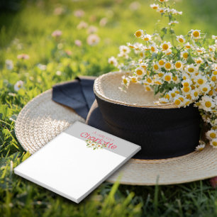 Bloc-note Rustic Country Floral marguerite aquarelle gris