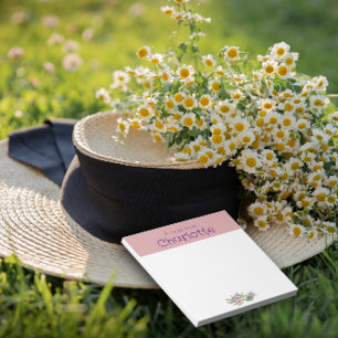 Bloc-note Rustic Country Floral marguerite aquarelle rose