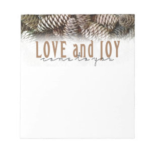 Bloc-note Rustic Holiday Love and Joy Pine Cone