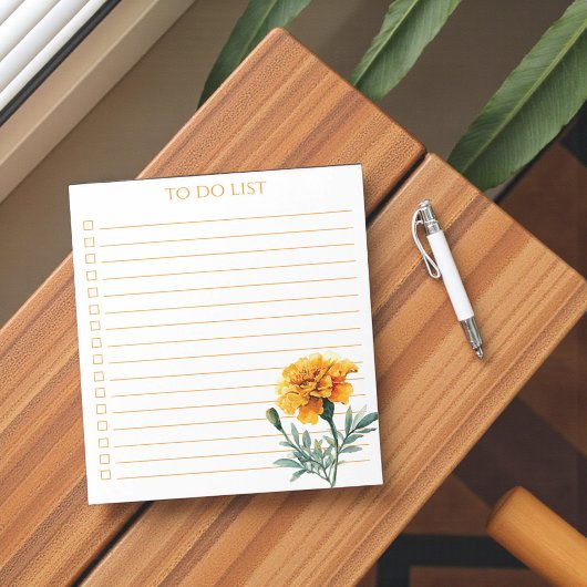 Bloc-note Rustic Orange Marigold To Do List Teacher Gift