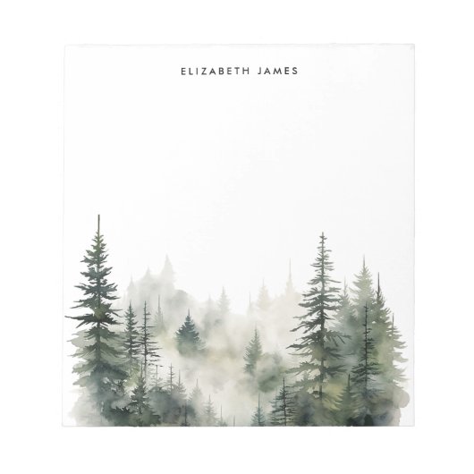 Bloc-note Rustique aquarelle Foggy Pie Forest personnalisée (Devant)