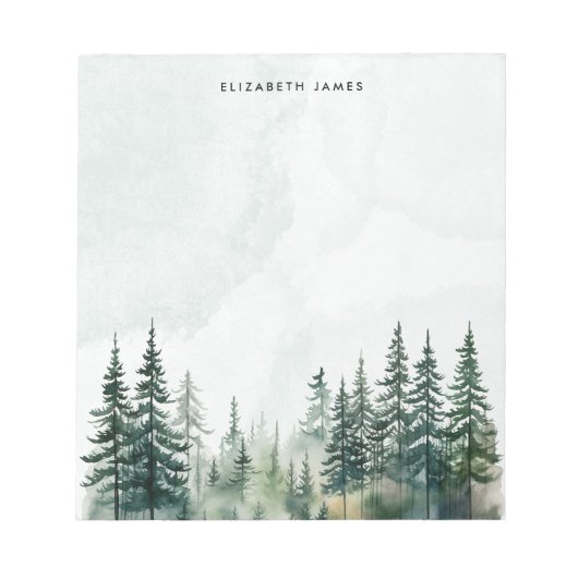 Bloc-note Rustique aquarelle Foggy Pie Forest personnalisée (Devant)