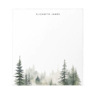 Bloc-note Rustique aquarelle Foggy Pie Forest personnalisée