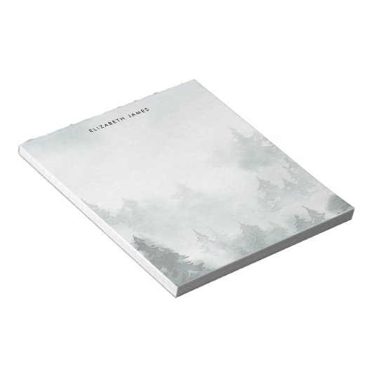 Bloc-note Rustique aquarelle Forêt verte personnalisée (Incliné)